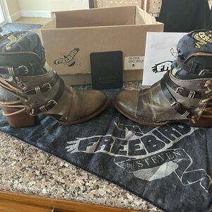 Freebird by Steven Distressed Brown Multi-Strap Boots